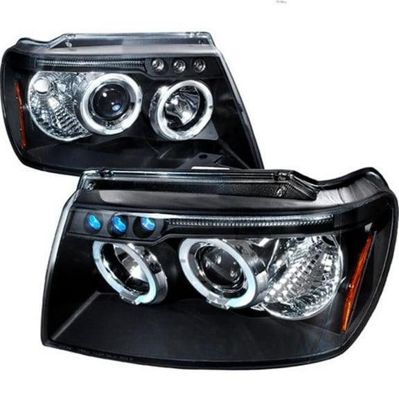 Halo LED Projector Headlights for 99 to 04 Jeep Grand Cherokee, Black - 10 x 19 x 22 in.
