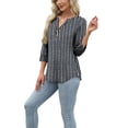 thumbnail image 4 of Ronuti Womens T-shirts 3/4 Sleeve Henley Tops for Women Ladies Premium Printed T-shirt Solid color Tops, 4 of 8