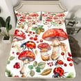 thumbnail image 2 of jejeloiu Cute Mushroom Twin Sheet Sets,Cartoon Animal Ladybug Twin Fitted Sheet,Red White Green Flat Sheet For Boys Girls,Breathable Room Decor,3-Piece, 2 of 7