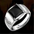 thumbnail image 5 of Black Agate Ring Mens Opening Adjustable Fashion Jewelry Mens Cupronickel Gift, 5 of 5