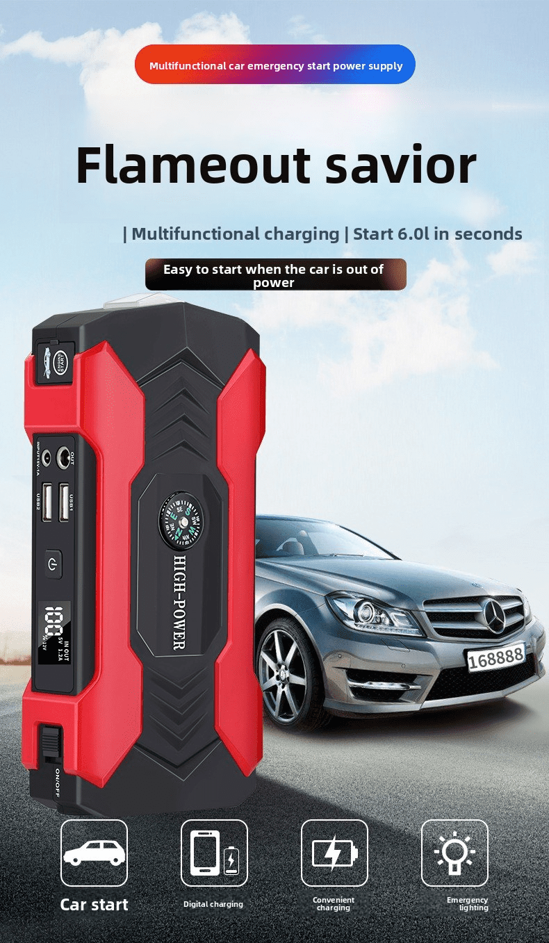 99800mAh Car Jump Starter with Air Compressor Portable Power Bank Battery Booster with USB Ports and LED Light for 12V Vehicle SUV