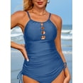 thumbnail image 2 of Charmo Womens Ruched Swim Tops Adjustable Straps Tankini Tops Tummy Control Swimsuit Tops(No Bottoms), 2 of 6