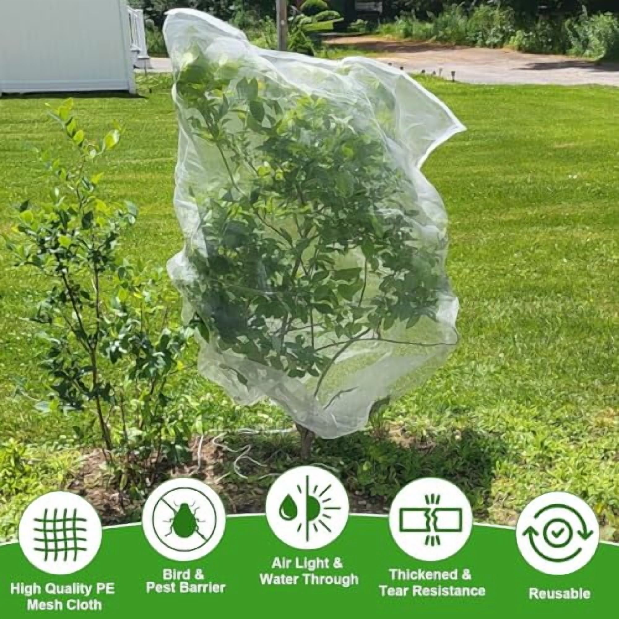 Large Fruit Tree Netting,2 Pack 10x10Ft Garden Netting Pest Barrier Mesh Covers Bags with Zipper and Drawstring Insect Bird Cover Netting Plant Protection Covers for Vegetables Bushes