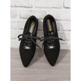 thumbnail image 3 of Women's Black Fashionable Solid Color Oxford Shoes Lace-up Pointed Toe Suede-like Flat, 3 of 4