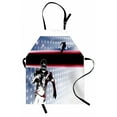 thumbnail image 1 of Americana Apron Baseball American Football Player Running in the Field with the Stars Pattern, Unisex Kitchen Bib Apron with Adjustable Neck for Cooking Baking Gardening, Multicolor, by Ambesonne, 1 of 3