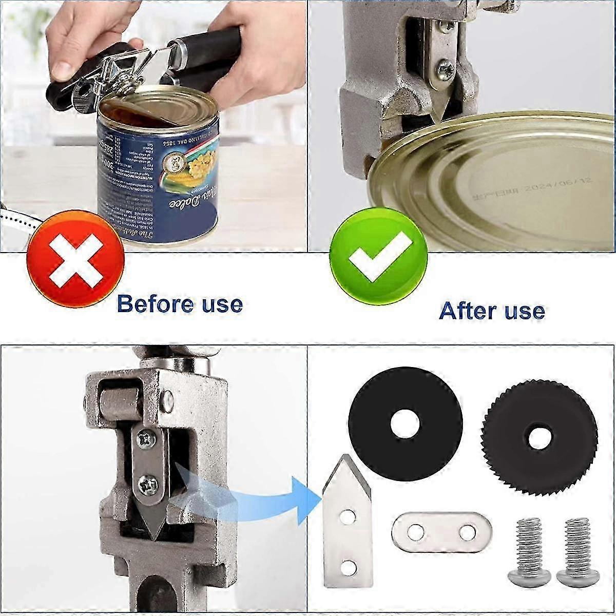 Commercial Can Opener Replacement Parts Kit - Knife/Blade & Gear Compatible For Edlund 1 Manual Can