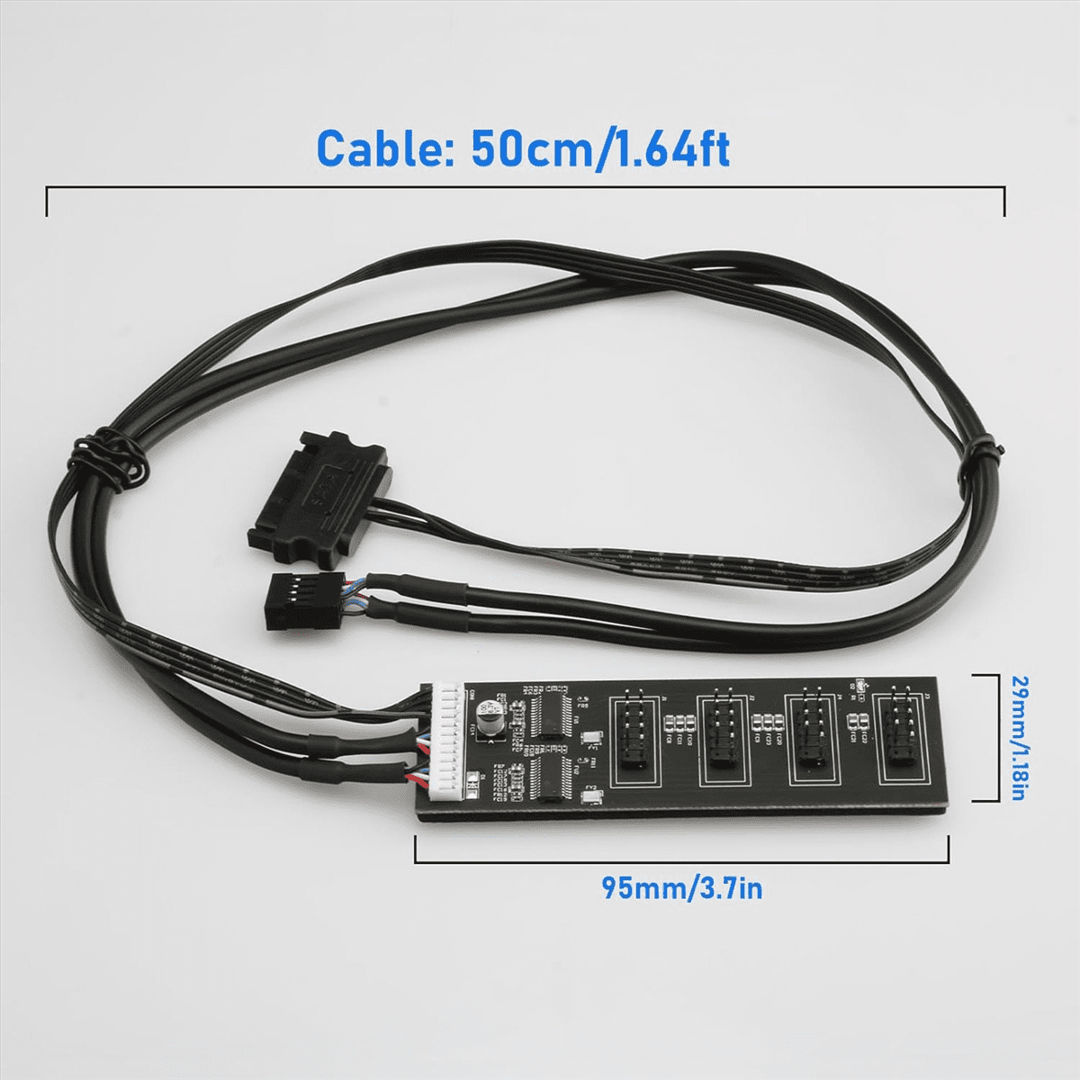 4X 9Pin USB Header Splitter with SATA Power Cable, Internal USB Hub Extension USB 2.0 Splitter Connector for Motherboard,4 x USB Hub Splitter,Black