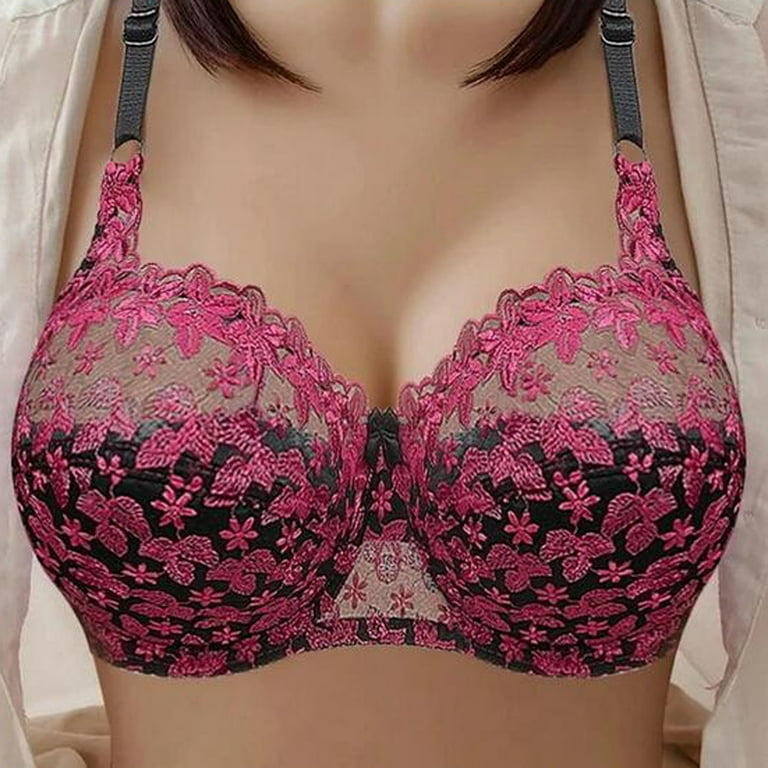 IROINNID Push-Up Bras For Women Solid Plus Size Underwire Lace Comfortable Push  Up Hollow Out Underwear 