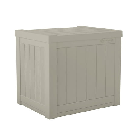 Suncast 22 Gallon Small Outdoor Resin Deck Storage Box for Patio, Light Taupe