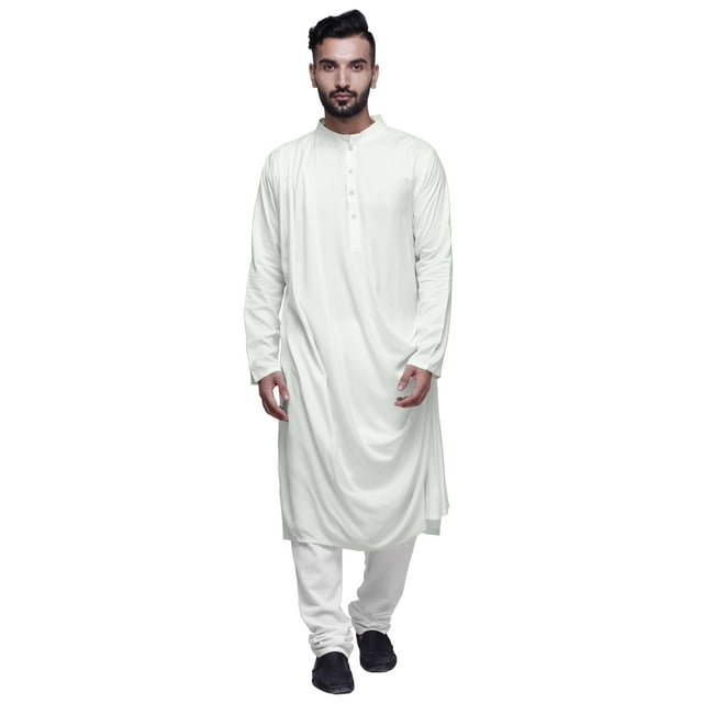 Atasi Kurta pour Homme Uni à Drapé Bénitier en Rayonne Slub Tenue Festive