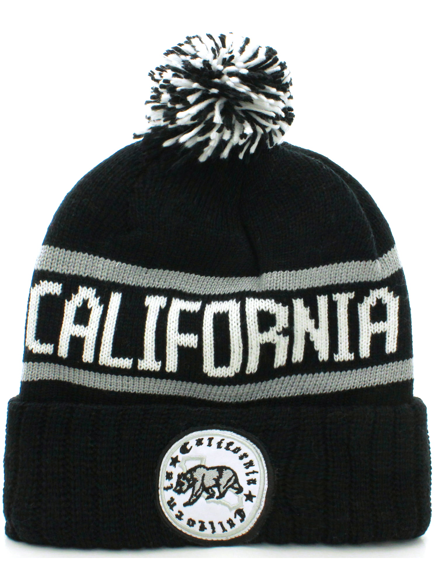 American Cities California Republic Cuff Beanie Cable Knit Pom Hat - Walmart.com