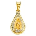 thumbnail image 2 of 14K Tri Color Gold Diamond Cut Our Lady of Guadalupe Stamp Charm Pendant with 2mm Figaro 3+1 Chain Necklace - 16", 2 of 6