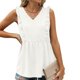 thumbnail image 4 of Gibobby Camiseta sin mangas sin mangas con ribete de volantes de color sólido con cuello en V de primavera y verano para mujer(Blanco,M), 4 of 5