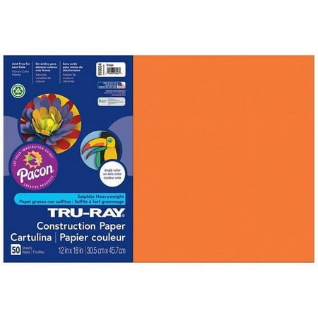 UPC: 0194629087341 | Pacon PAC103034-5 12 x 18 in. Tru Ray Orange Construction Paper – 50 Sheets Per Pack – Pack of 5