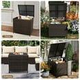 thumbnail image 3 of Luku 80 Gallon Outdoor Storage Box, Patio Rattan Deck Box, PE Wicker Storage Box with 2 Wheels,Wicker Storage Bench for Indoor,Pool, Balcony, Yard, Garden, 3 of 9