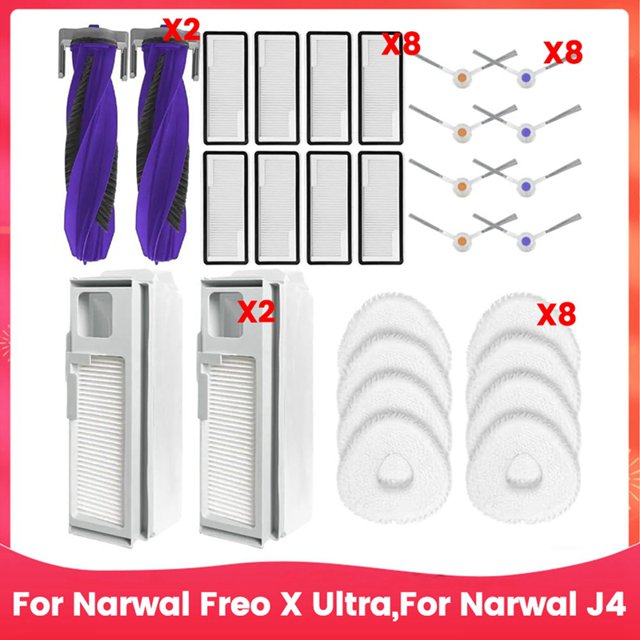 Para Freo X Ultra para J4 Robot Aspirador Piezas Cepillo Lateral Principal Filtros HEPA Paño de Trapeador Accesorios