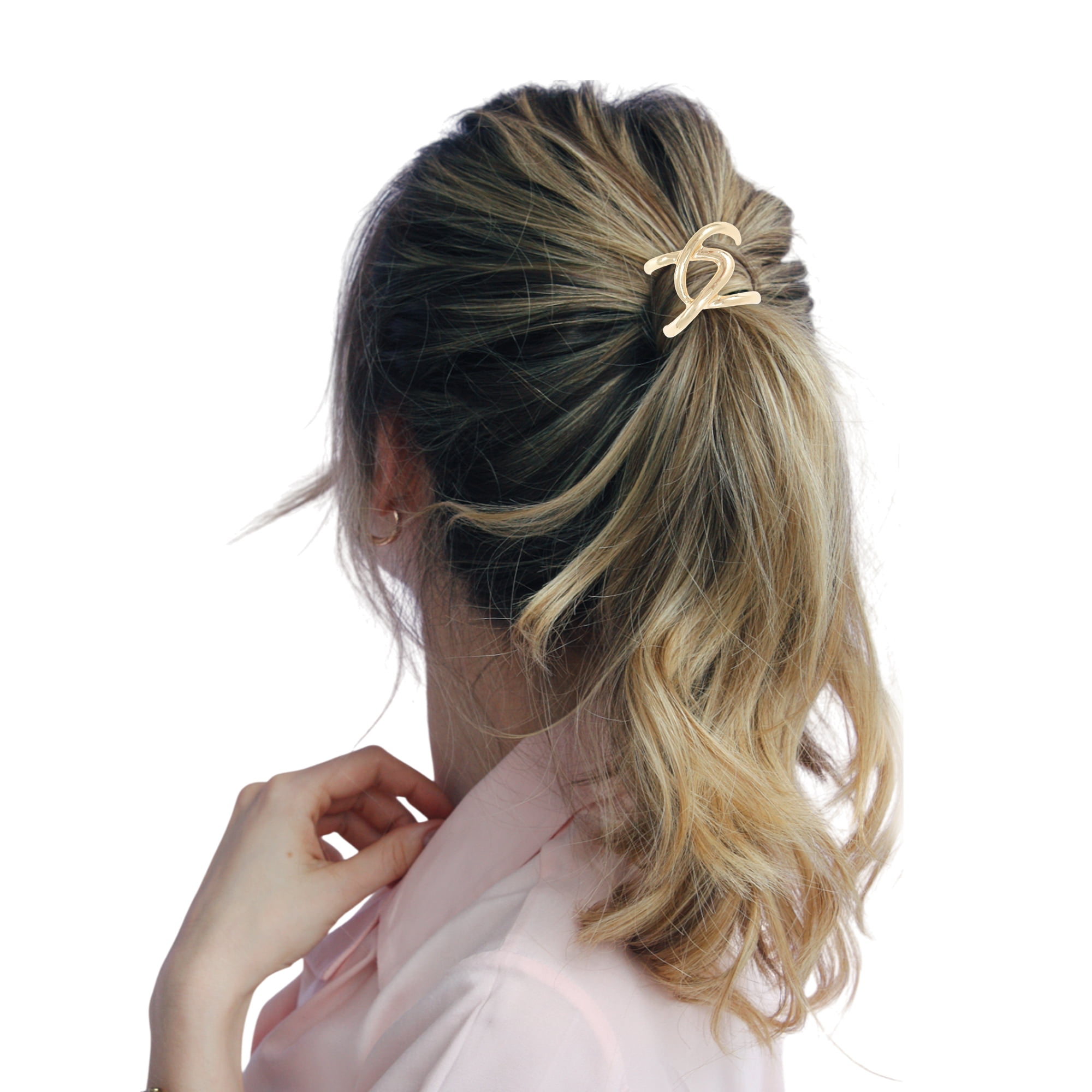 Unique Bargains Irregular Cross Ponytail Buckle Hair Clip for Women 1 Set Gold Tone