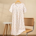 thumbnail image 3 of Chemise de Nuit pour Femmes, Manches Courtes à Col Rond Imprimé, Robe d'Allaitement, Rayonne Spandex Douce, Robe de Détente Longueur Genou, 3 of 5
