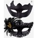 thumbnail image 2 of Conjunto de máscaras de disfraces de pareja Máscara de fiesta veneciana Máscara de disfraz de Halloween de plástico Máscara de Mardi Gras para mujeres y hombres, 2 of 4
