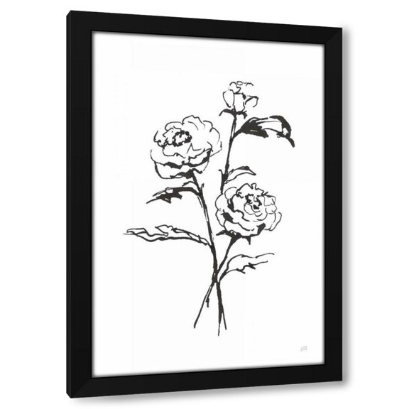 Chris Paschke 11x14 Black Modern Wood Framed Wall Art Titled - Line Ranunculus I