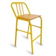thumbnail image 1 of Bancos metálicos para barra de bar ó cocina Modelo Nisso con asiento de madera respaldo de Metal con tubo color Amarillo Moblibar Moderno, 1 of 4
