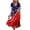 Vermilion, variant on 250th Anniversary Dress for Women 1776-2026 - Patriotic USA Flag Star Print V-Neck Short Sleeve Midi Dress - Casual Flowy Summer Party Dress for Independence Day Blue XL
