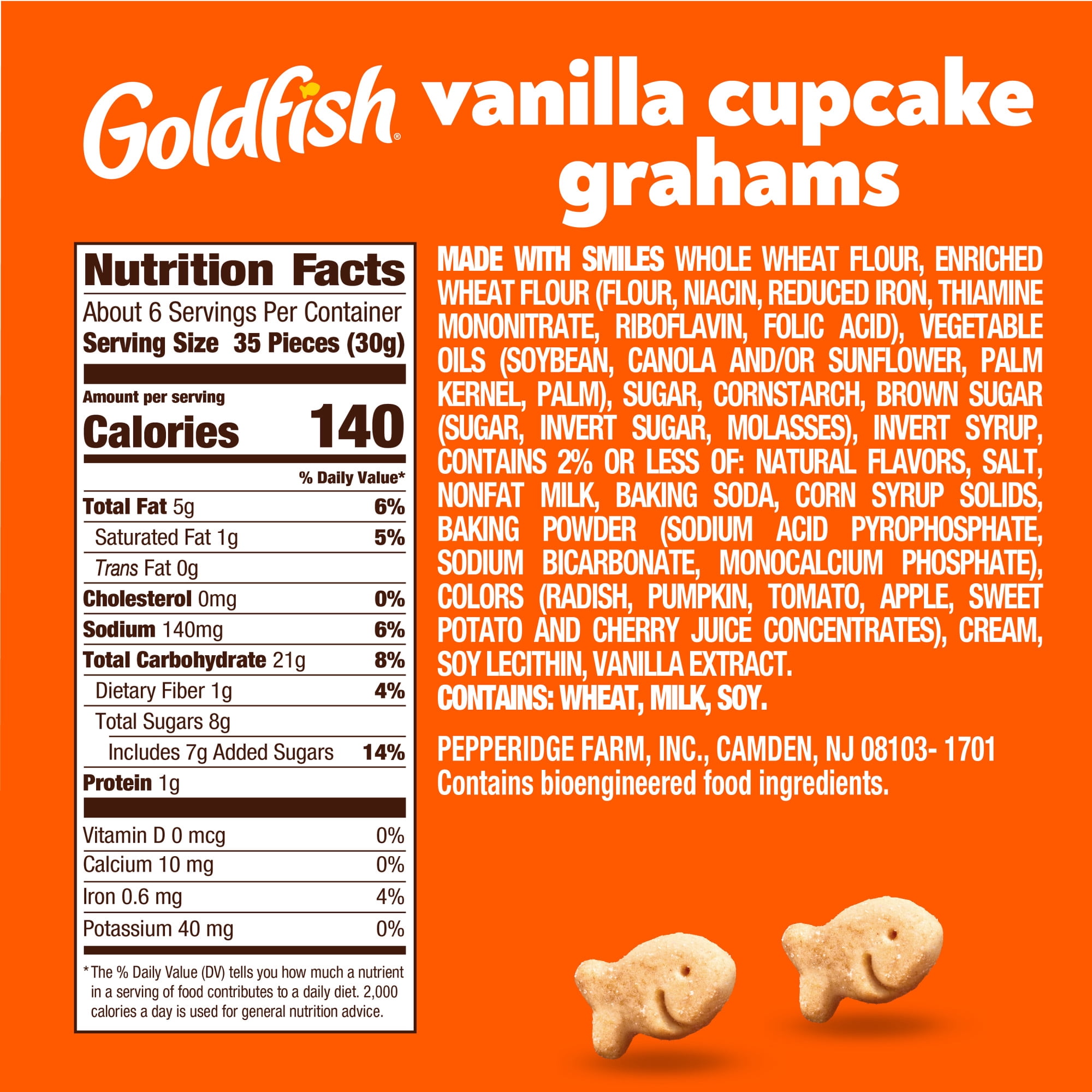 Pepperidge Farm Goldfish Grahams Vanilla Cupcake Baked Grahams, 6.6 oz Bag