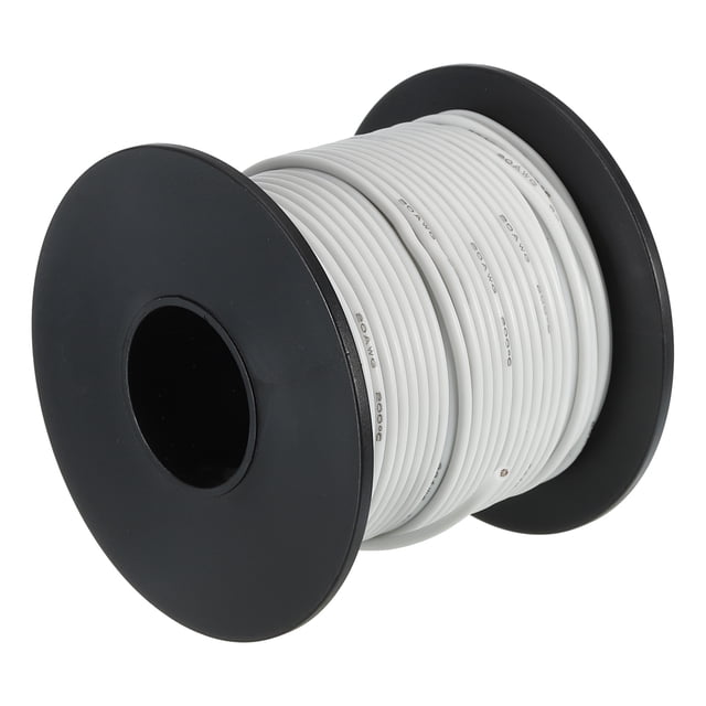 Unique Bargains Silicone Wire 20 AWG Stranded White Spool 30m Electrical Tinned Copper Wire for Car Model