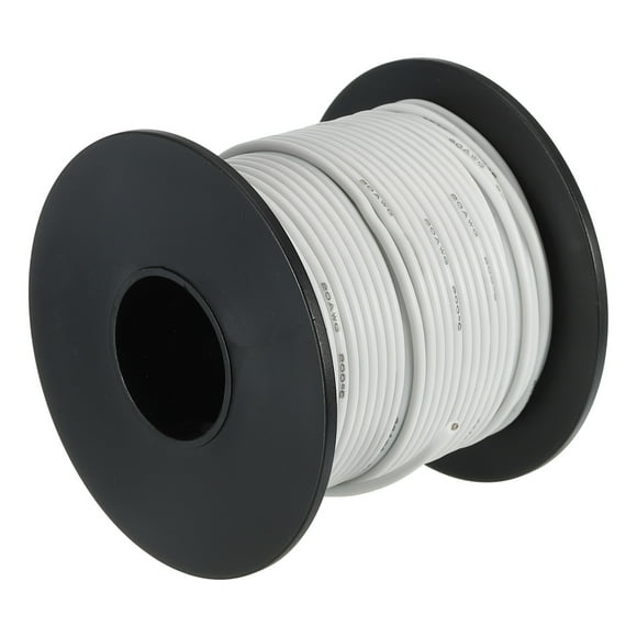 Unique Bargains Silicone Wire 20 AWG Stranded White Spool 30m Electrical Tinned Copper Wire for Car Model
