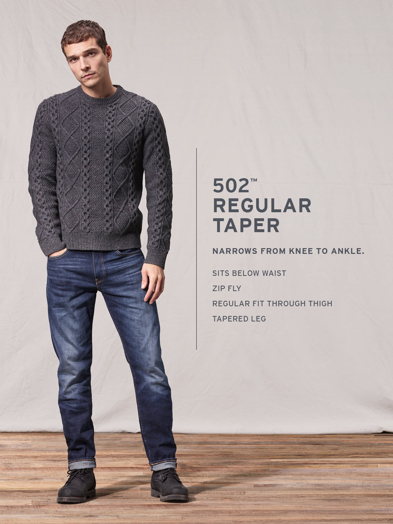 levi's 502 regular taper stretch jeans