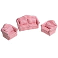 thumbnail image 2 of Sofá de casa de muñecas a escala 1/12, sillón, sofá de rayas rojas, juego de sofá navideño de 3 piezas Juego de sofás de 3 piezas, 2 of 9