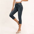 thumbnail image 4 of DuoJiaJ Stretch Denim Capri Pants Casual Comfortable Ankle Length Cropped Jeans With Slim Fit Women's Lounge Pants Black L, 4 of 5