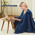 thumbnail image 6 of Walensee Wearable Blanket Hoodie Sherpa Fleece Blanket Navy, Fuzzy Super Soft Plush Hooded Shawl TV Throw Blanket with Pockets, Fluffy Warm Cozy Cape Wrap for Women Adults (Dark Blue, 59” x 63”), 6 of 9