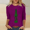 thumbnail image 2 of Pompotops T-Shirt d'Été Décontracté pour Femmes Imprimé Bière Col Rond Manches 3/4 Ample en Solde, 2 of 5