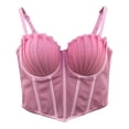 thumbnail image 5 of Mifsaly Corset Tops for Women Pleated Asymmetrical Hem Spaghetti Straps Bustier Top Evening Club Party Underwire Slim Fit Cami Bralette L, 5 of 8