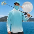 thumbnail image 3 of SEANATIVE Sun Protection Fishing Hoodie for Men, Long Sleeve Hooded Full Coverage Fishing Shirt Workout Camping Running Hooded Top with Mesh Face Mask, M, Marlin Fish Blue Gradient, 3 of 7