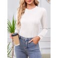 thumbnail image 3 of Fancyglim Womens Long Sleeve Textured Tops Crew Neck Casual Basic T Shirts White S, 3 of 6