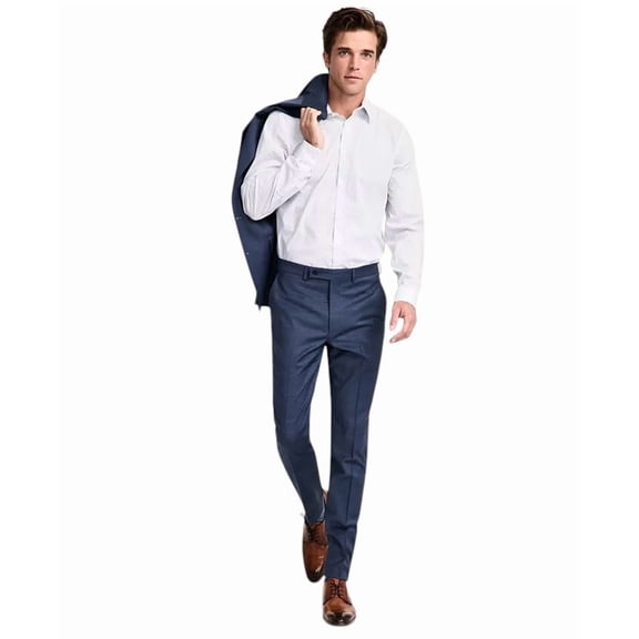Calvin Klein Mens Skinny fit Dress Pants 34 / 32 Blue Solid Stretch