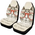 thumbnail image 1 of ABPHQTO Juego de 2 fundas para asientos de coche Hipster Cat Be Smart Universal Auto Asientos delanteros Protector para coche, SUV Sedan, camión, 1 of 3