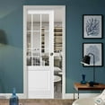 thumbnail image 4 of Slab Barn Door Panel | Felicia 3599 White Silk with Clear Glass | Sturdy Finished Doors | Pocket Closet Sliding -32" x 80"-Clear Glass, 4 of 5
