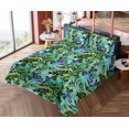 thumbnail image 4 of Leafy Design Sheet Set, Tropical Vibes Leaves Silhouettes with Flowers on Jumble Back, Fitted & Flat Sheet with Pillowcase Bedding Accent 3 Pcs Set, Twin XL, Charcoal Grey Lime Green, by Ambesonne, 4 of 5