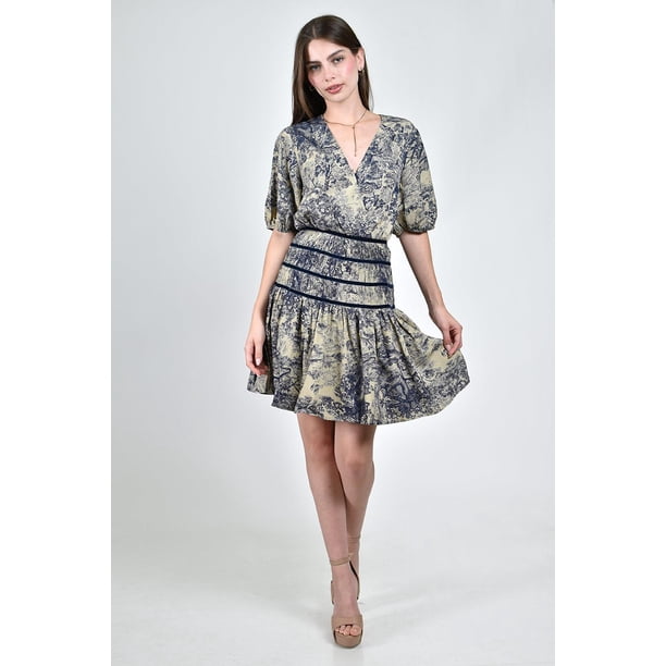 Vestido corto estampado clasico Roman Fashion /Juvenil, 21454 (Azul marino) azul marino M