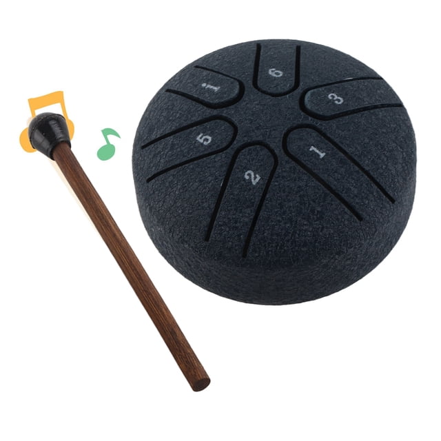 Tambor de Lengua de Acero, Mini Tambor de Mano Profesional, Instrumento de Percusioón de Tambor de 6 Notas, Tambor de Mano de Acero al Carbrower para Yoga Meditación Sonido