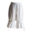 thumbnail image 2 of Only Moment Women's Casual Elastic Waist Lounge Shorts Blended Fabric Lace Balloon Shorts Summer Elastic Waist Casual Lightweight with Pockets Bike Shorts Wowomen White,S, 2 of 4