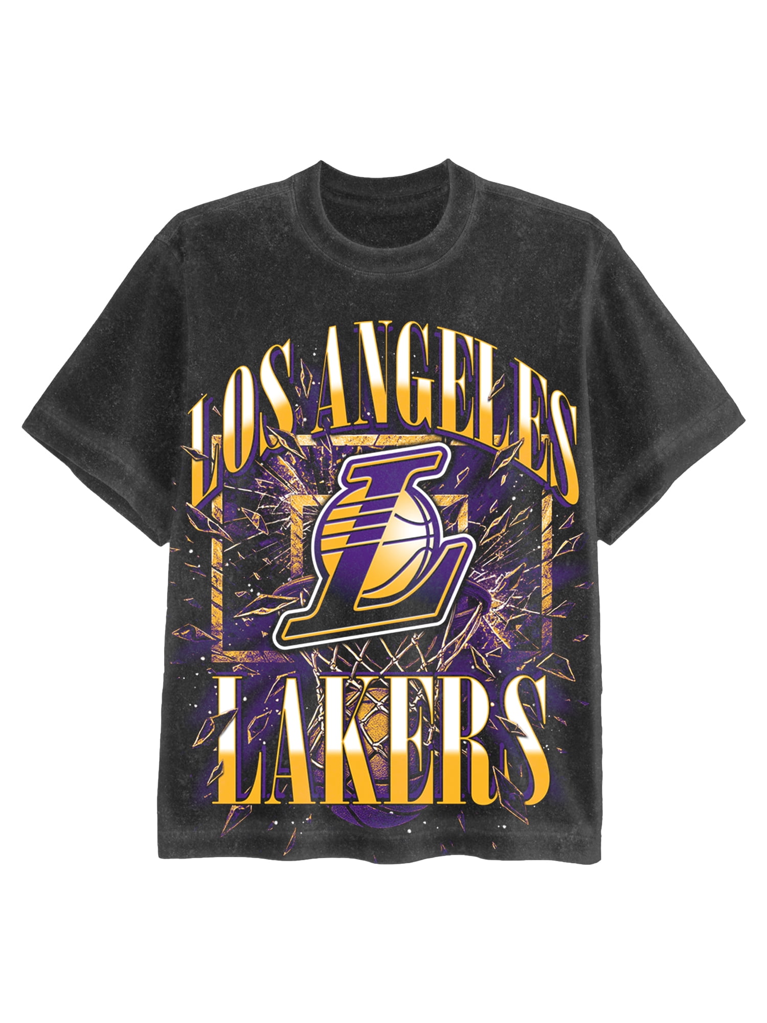 NBA Los Angeles Lakers Men's & Big Men's Front & Back Boxy Fit Mineral Wash Graphic T-Shirt, Sizes XS–4XLT, 2XB–5XB