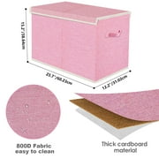 Homyfort Large Toy Box for Girls,Toy Chest for Kids -Collapsible Toy Storage Organizer with Lid Toy Bin Storage Organizer for Nursery, Playroom, Bedroom , Closet, Living Room, Kindergarten (Pink)