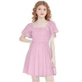 thumbnail image 2 of JUSLIO Girls Pleated Dress Ruffle Crew Neck Short Sleeve Casual Dresses Size 13 Y, 2 of 9