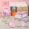 thumbnail image 5 of Dolls To Play Baby Doll Nursery Playset 4-Piece Set Bed Carrier High Chair Rocking Seat for 12-18 Inch Dolls, Kids Role Play Toy Purple, 5 of 8