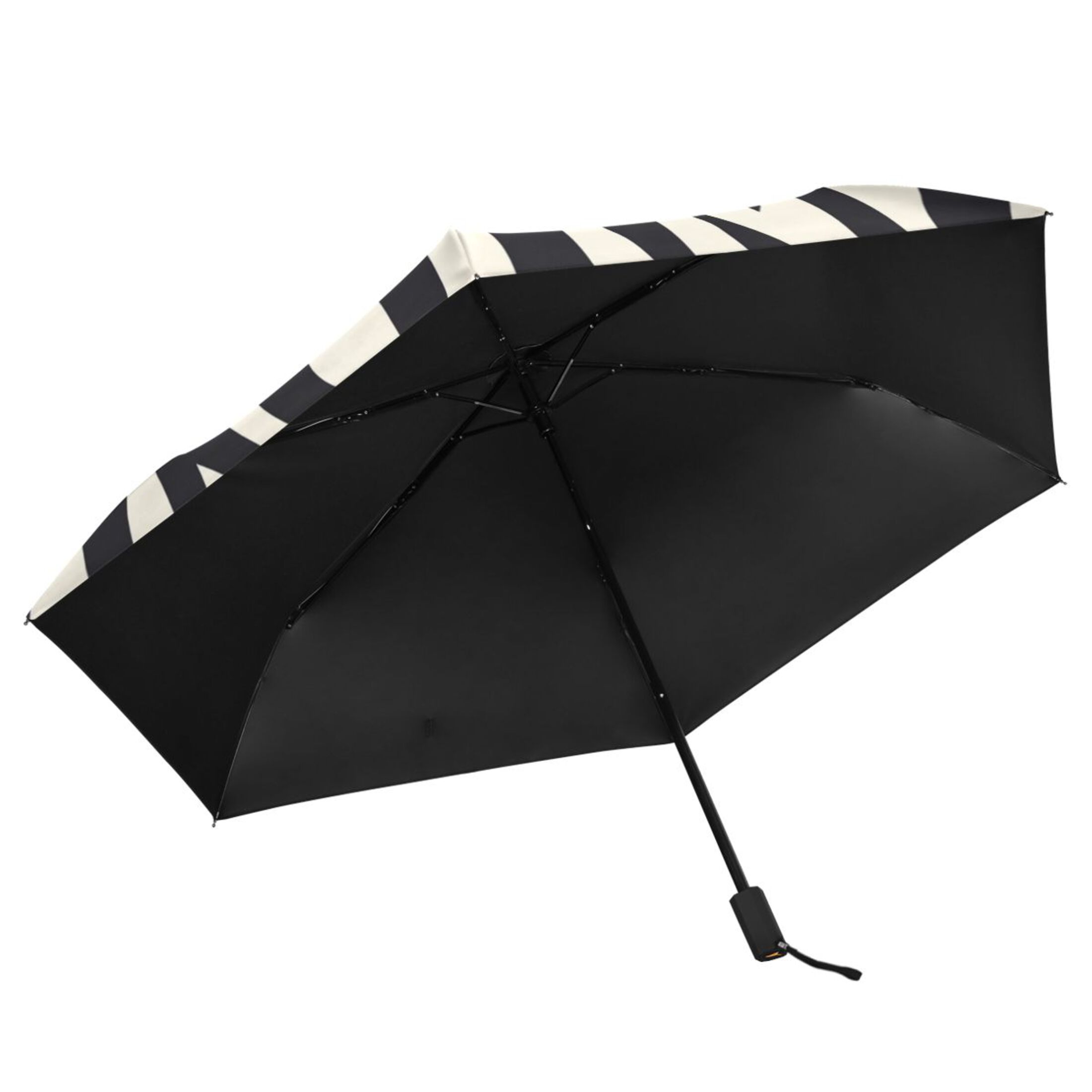 Black White Abstract Zebras Pattern All Weather Umbrella Triple Folding Parasol 6 Ribs UV Protection Portable