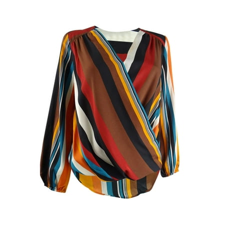 INC International Concepts Women's Striped Surplice-Neck Top (PL, Emily Stripe)